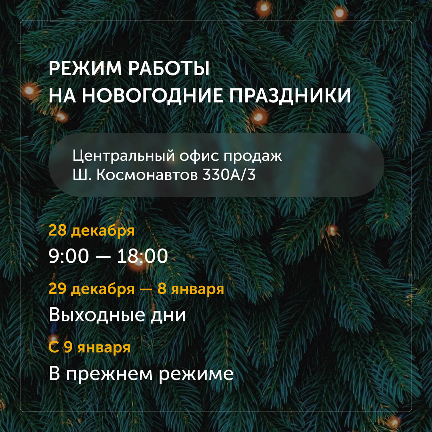Режим работы на новогодние праздники 2025